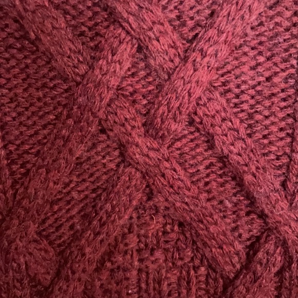 J.Crew Burgundy Cable Knit Wool Turtleneck Sweater Size Small - Picture 4 of 5